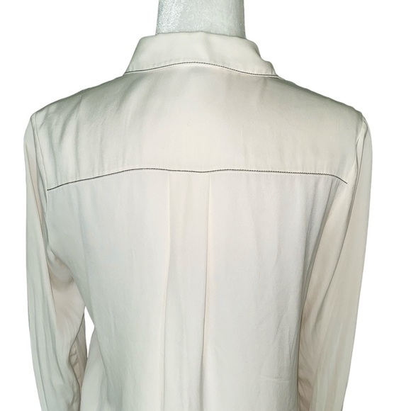 Theory Sunaya B Modern Silk Contrast Stitching Georgette Oversized Blouse - S - Picture 9 of 14